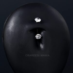 CM Crareesi Mania Belly Button Ring Surgical Steel Small Belly Button Rings Double Clear CZ Internal Thread Belly Piercing Jewelry 14G Belly Rings