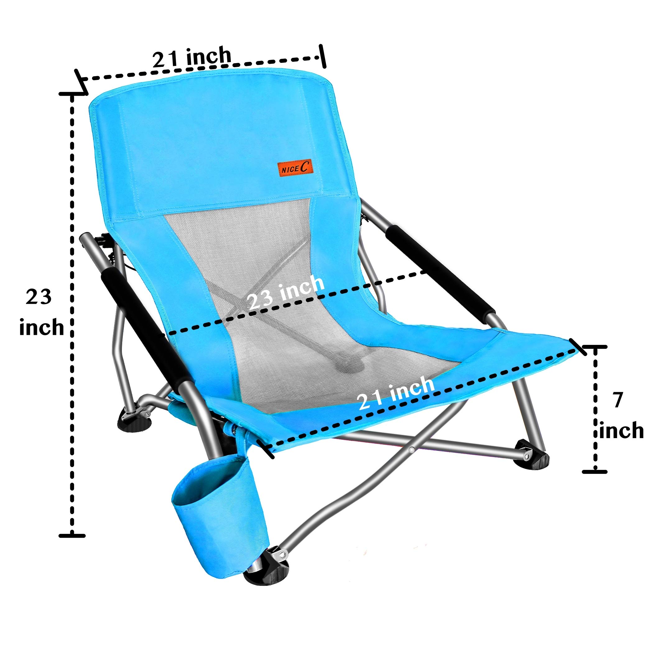 Nice C Beach Chair with Cooler and Umbrella + Low Beach Camping Chair