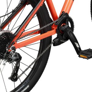 Mongoose Fireball Dirt Jump Mountain Bike, 26-Inch Wheel, 9-Speed Drivetrain, Front Suspension, Mechanical Disc Brakes, Orange