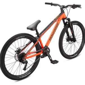 Mongoose Fireball Dirt Jump Mountain Bike, 26-Inch Wheel, 9-Speed Drivetrain, Front Suspension, Mechanical Disc Brakes, Orange