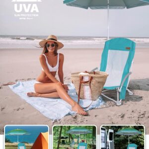 Nice C Beach Chair with Cooler and Umbrella + Low Beach Camping Chair