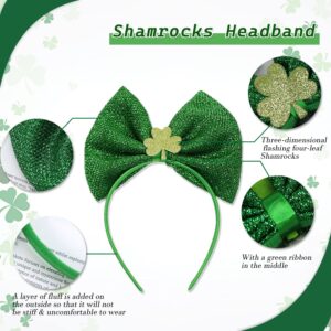 BELSITA St.Patrick’s Day Headbands Shamrock Hair Hoop Green Glitters Bows Shamrock Head Boppers for St.Patrick’s Day Party Hair Accessories Lucky Hairbands Irish Costume Party Gifts