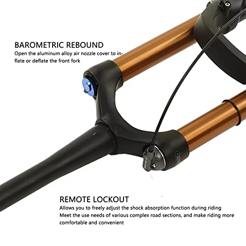 Jopwkuin Bike Suspension Fork, Remote Lockout Sturdy Stiffness 27.5in 175mm Mountain Bike Front Fork Good Locking Control for Maintain