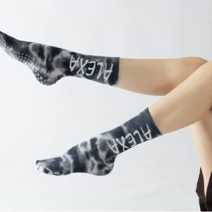 EGEN Dye Tie Yoga Socks for Women Man Novelty Print Non Skid Socks Non Slip Grip for Pilates Barre Ballet Sport (Black)