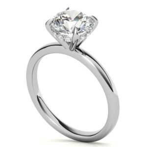 10K Solid White Gold Handmade Engagement Ring 1.50 CT Round Cut Moissanite Diamond Solitaire Wedding/Bridal Ring Set for Women/Her, Classic Rings Gift for Her