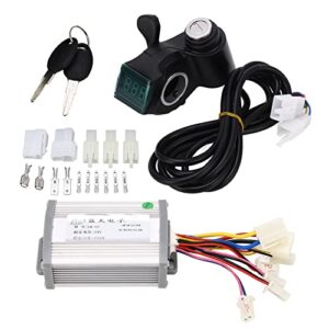 24V 1000W Brush Motor Controller, Speed Controller and Throttle Heat Dissipation Stable Speed Undervoltage Protection with Key for Electric Bicycle