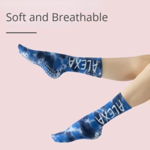 EGEN Dye Tie Yoga Socks for Women Man Novelty Print Non Skid Socks Non Slip Grip for Pilates Barre Ballet Sport (Black)