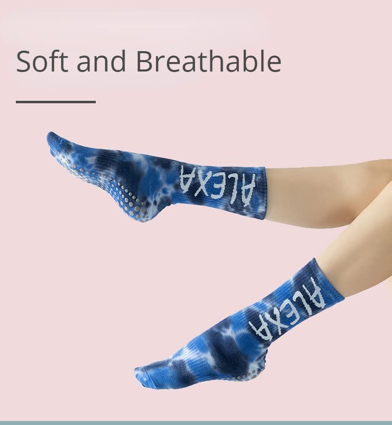 EGEN Dye Tie Yoga Socks for Women Man Novelty Print Non Skid Socks Non Slip Grip for Pilates Barre Ballet Sport (Black)