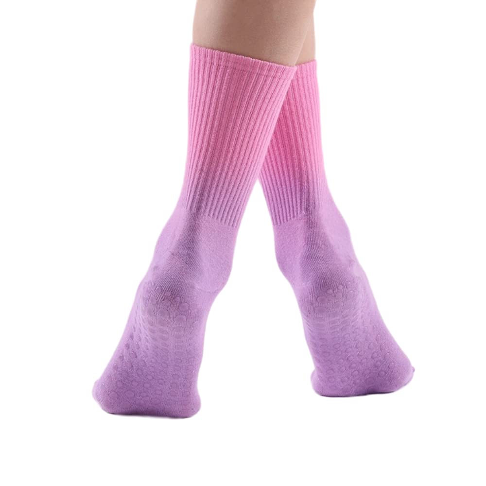 EGEN Dye Tie Yoga Socks for Women Man Novelty Print Non Skid Socks Non Slip Grip for Pilates Barre Ballet Sport 2 pairs (Purple)