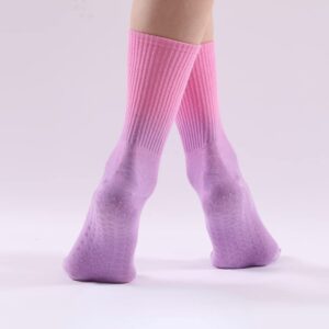 EGEN Dye Tie Yoga Socks for Women Man Novelty Print Non Skid Socks Non Slip Grip for Pilates Barre Ballet Sport 2 pairs (Purple)