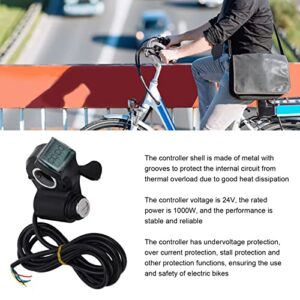 24V 1000W Brush Motor Controller, Speed Controller and Throttle Heat Dissipation Stable Speed Undervoltage Protection with Key for Electric Bicycle