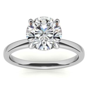 10K Solid White Gold Handmade Engagement Ring 1.50 CT Round Cut Moissanite Diamond Solitaire Wedding/Bridal Ring Set for Women/Her, Classic Rings Gift for Her