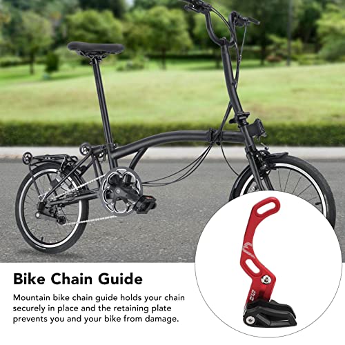 Jopwkuin Cycling Chain Guide, Aluminum Alloy Easy Installation Red High Strength Bike Chain Guide Single Disc Replacement for Road Bike