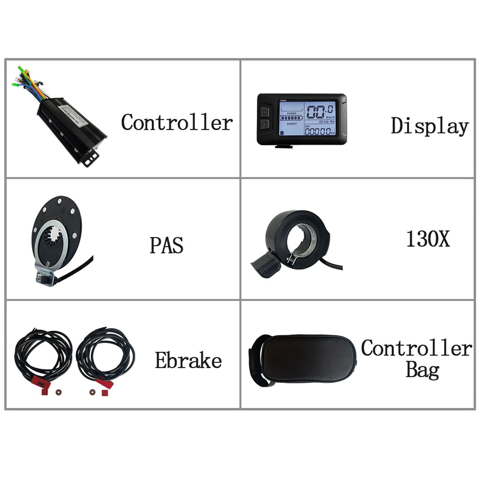 SPYMINNPOO Electric Controller Kit,Bike Conversion Kit 26A 3 Mode Controller EN05 Panel 8 Magnets Pedal Assist Sensor 130X Thumb Throttle Power Off Sensor for 500W 750W Motor