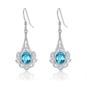 vonala celtic earrings 925 sterling silver aquamarine earrings march birthstone austrian crystal drop earrings irish jewellery gift for women