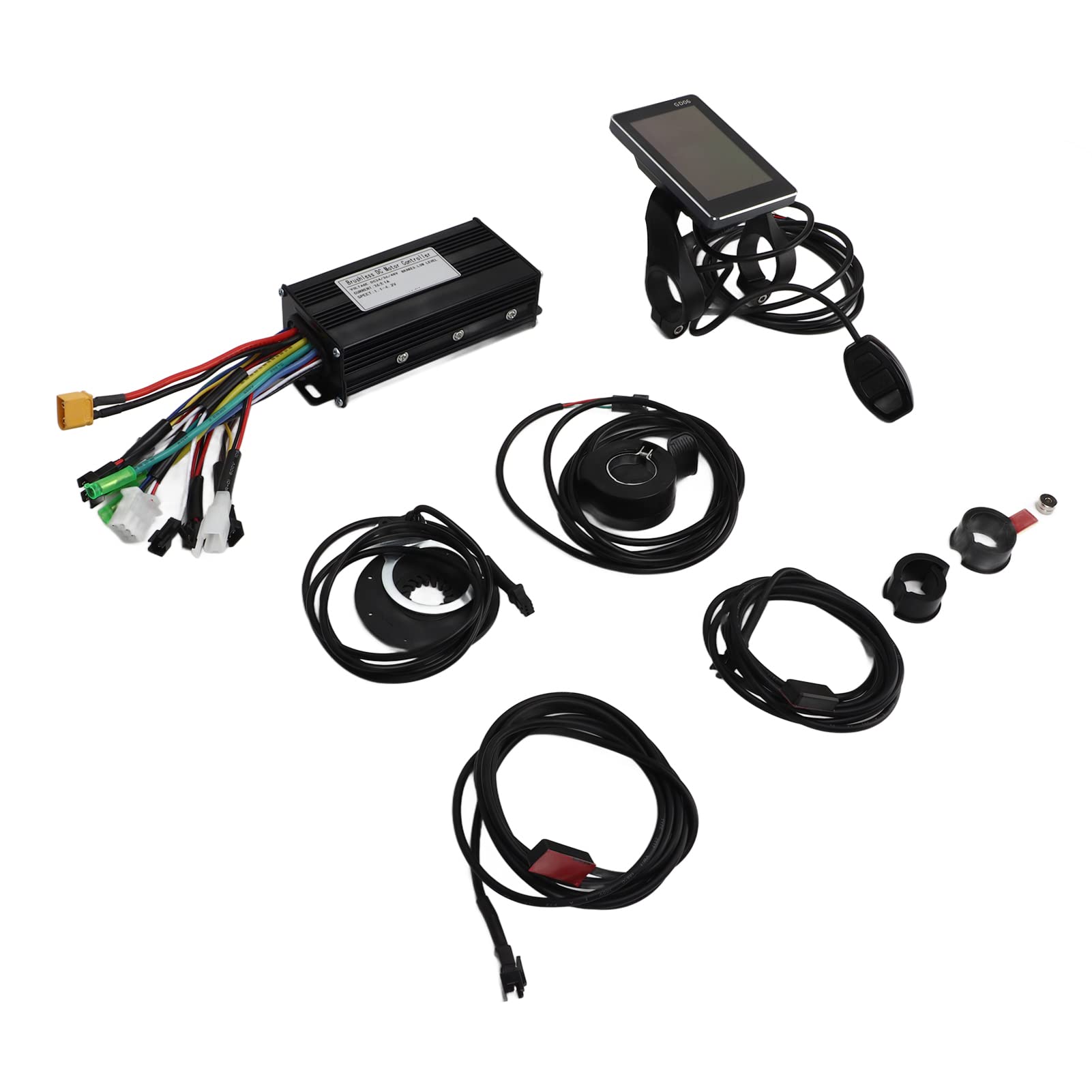 SPYMINNPOO Electric Bike Controller Kit,24V 36V 48V 26A 3 Mode Bicycle Scooter 500W 750W Motor Controller with GD06 Display Power Assist Sensor Thumb Throttle