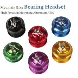 1-1/8" Bike Headset， 44mm Aluminum Alloy Bearing Headset Straight Tube for Mountain Bike/MTB Road Bike (Color : Black, Size : 44mm)