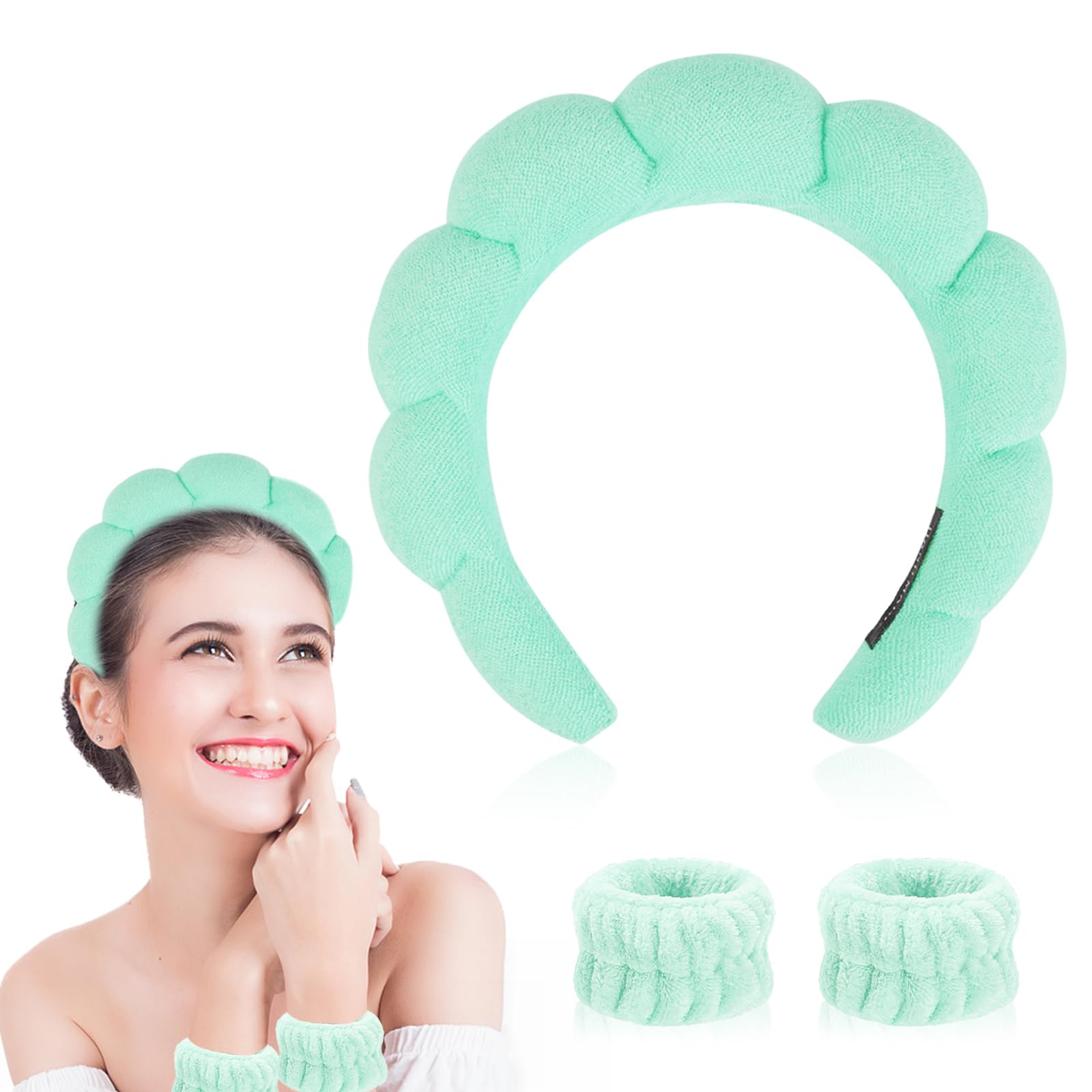 Sponge Spa Headband for Washing Face, 1 Pack Makeup Headbands for Women Girls, Wash Spa Yoga Sports Shower Head Band Terry Towel Cloth Hair Band for Skincare, Makeup Removal