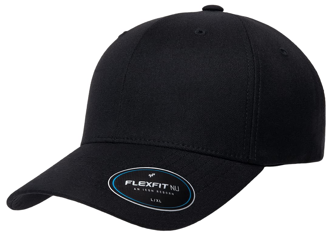 The Hat Pros | Flexfit NU Tri-Layer Men's Athletic Baseball Hat Fitted 6100NU Cap (as1, Alpha, l, x_l, Black)