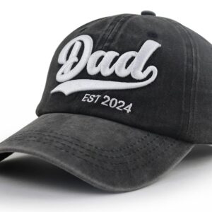 New Dad Gifts for Men, Funny Dad Est 2024 Hat, Adjustable Cotton 3D Embroidered World's Best Dad Baseball Cap, Fathers Day Birthday Gifts for Him Husband Papa Daddy Friends