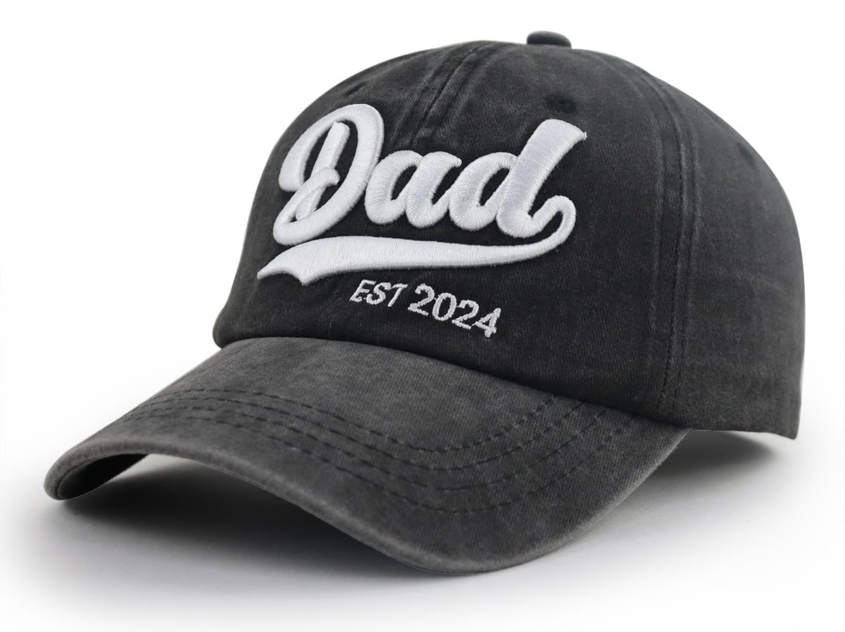 New Dad Gifts for Men, Funny Dad Est 2024 Hat, Adjustable Cotton 3D Embroidered World's Best Dad Baseball Cap, Fathers Day Birthday Gifts for Him Husband Papa Daddy Friends