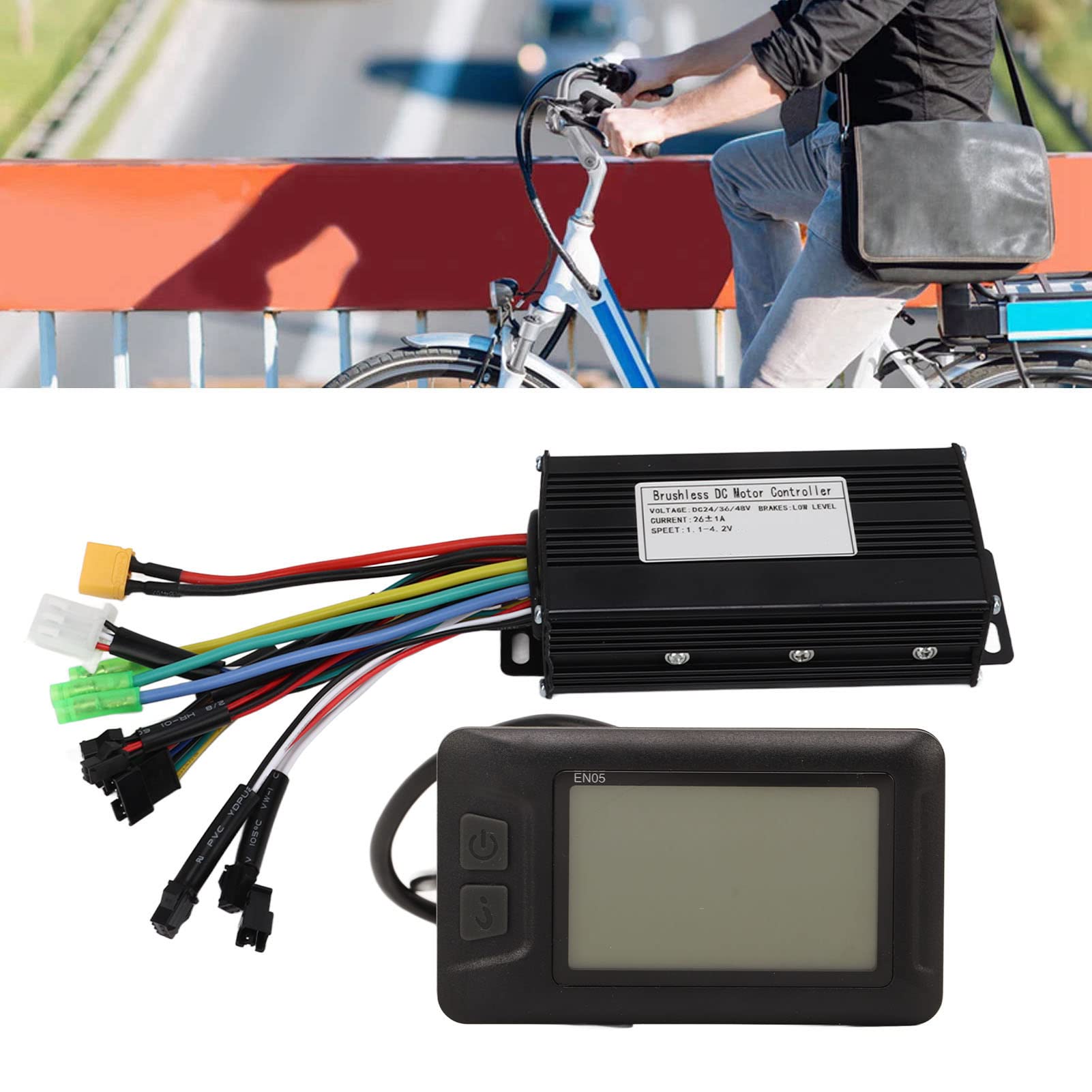 SPYMINNPOO Electric Controller Kit,Bike Conversion Kit 26A 3 Mode Controller EN05 Panel 8 Magnets Pedal Assist Sensor 130X Thumb Throttle Power Off Sensor for 500W 750W Motor