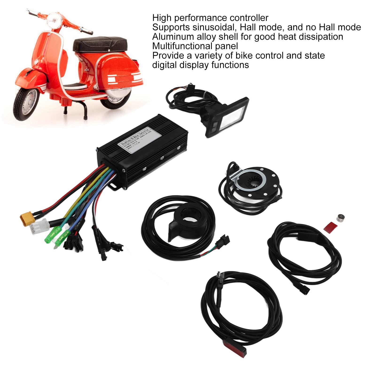 SPYMINNPOO Electric Controller Kit,Bike Conversion Kit 26A 3 Mode Controller EN05 Panel 8 Magnets Pedal Assist Sensor 130X Thumb Throttle Power Off Sensor for 500W 750W Motor