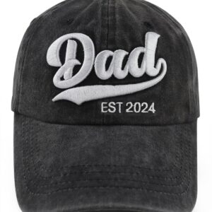 New Dad Gifts for Men, Funny Dad Est 2024 Hat, Adjustable Cotton 3D Embroidered World's Best Dad Baseball Cap, Fathers Day Birthday Gifts for Him Husband Papa Daddy Friends