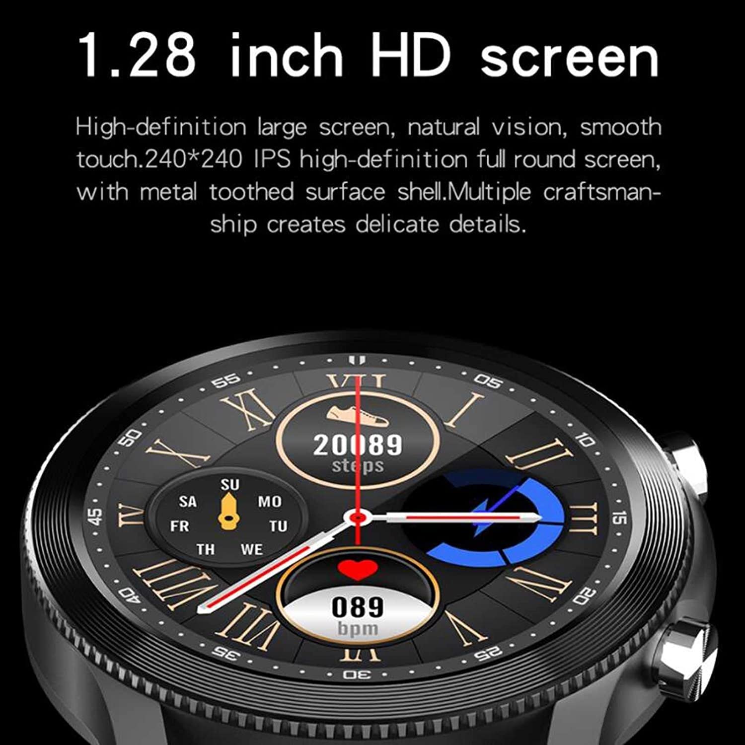 DULASP Men's Smart Watch Full Touch Bluetooth Call Fitness Watch Waterproof Sleep Monitoring Dual Mode Smartwatch Dial Real Time Information Music Sports Outdoor Bracelet (Black) Little Surprise