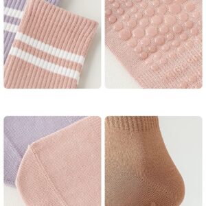 EGEN Cute Yoga Socks for Women Man Novelty Print Non Skid Socks Non Slip Grip for Pilates Barre Ballet Sport (Pink-3pcs)