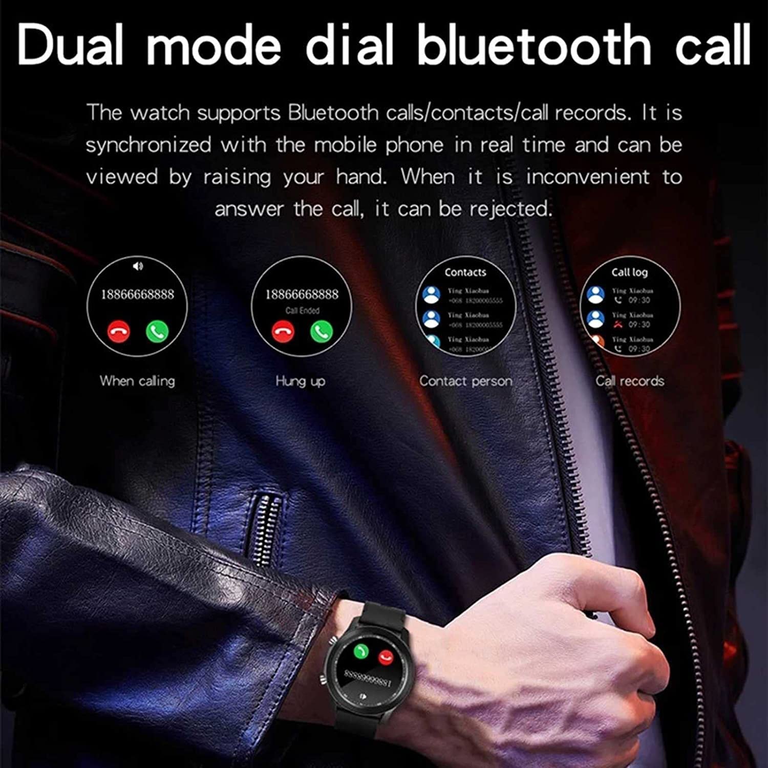 DULASP Men's Smart Watch Full Touch Bluetooth Call Fitness Watch Waterproof Sleep Monitoring Dual Mode Smartwatch Dial Real Time Information Music Sports Outdoor Bracelet (Black) Little Surprise