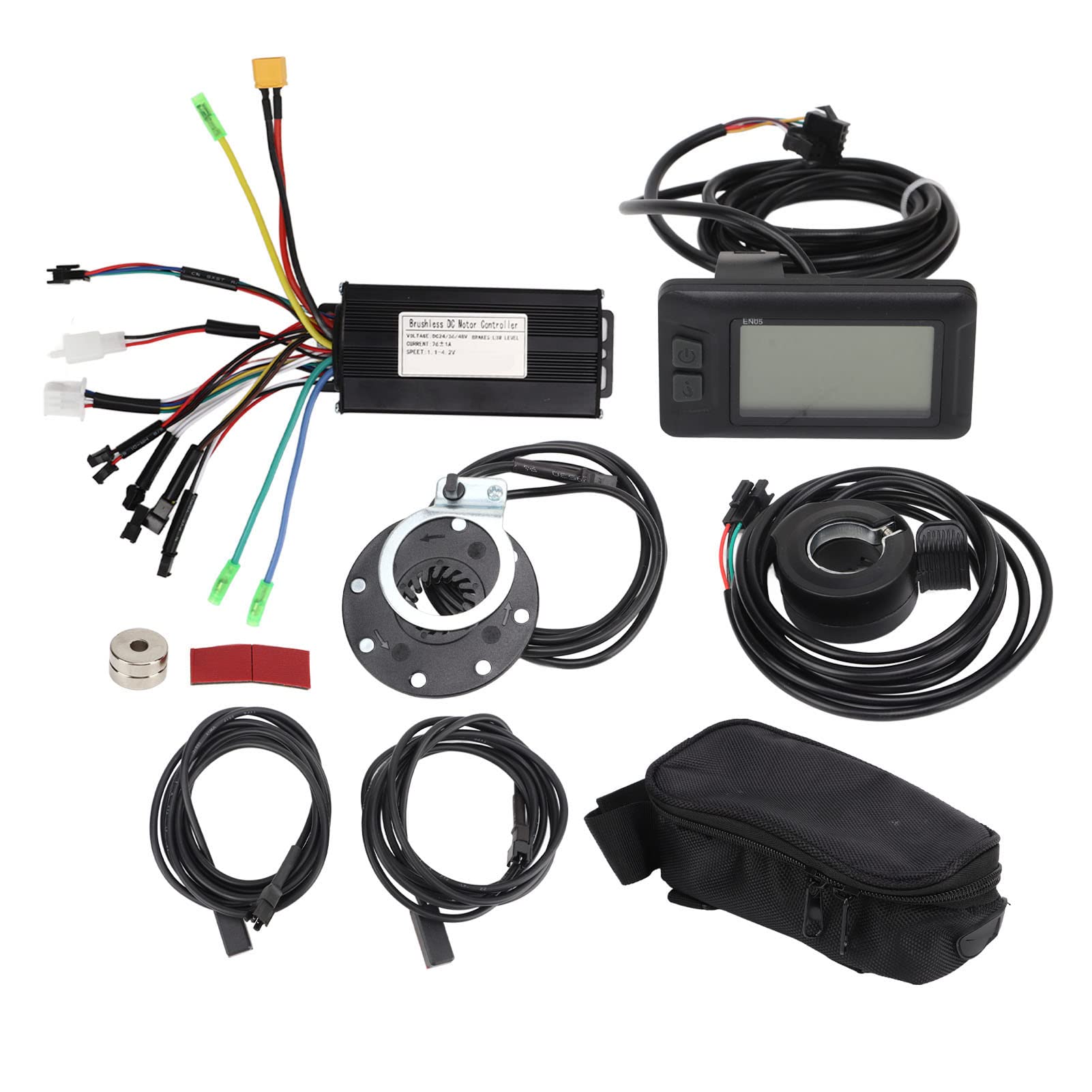 SPYMINNPOO Electric Controller Kit,Bike Conversion Kit 26A 3 Mode Controller EN05 Panel 8 Magnets Pedal Assist Sensor 130X Thumb Throttle Power Off Sensor for 500W 750W Motor