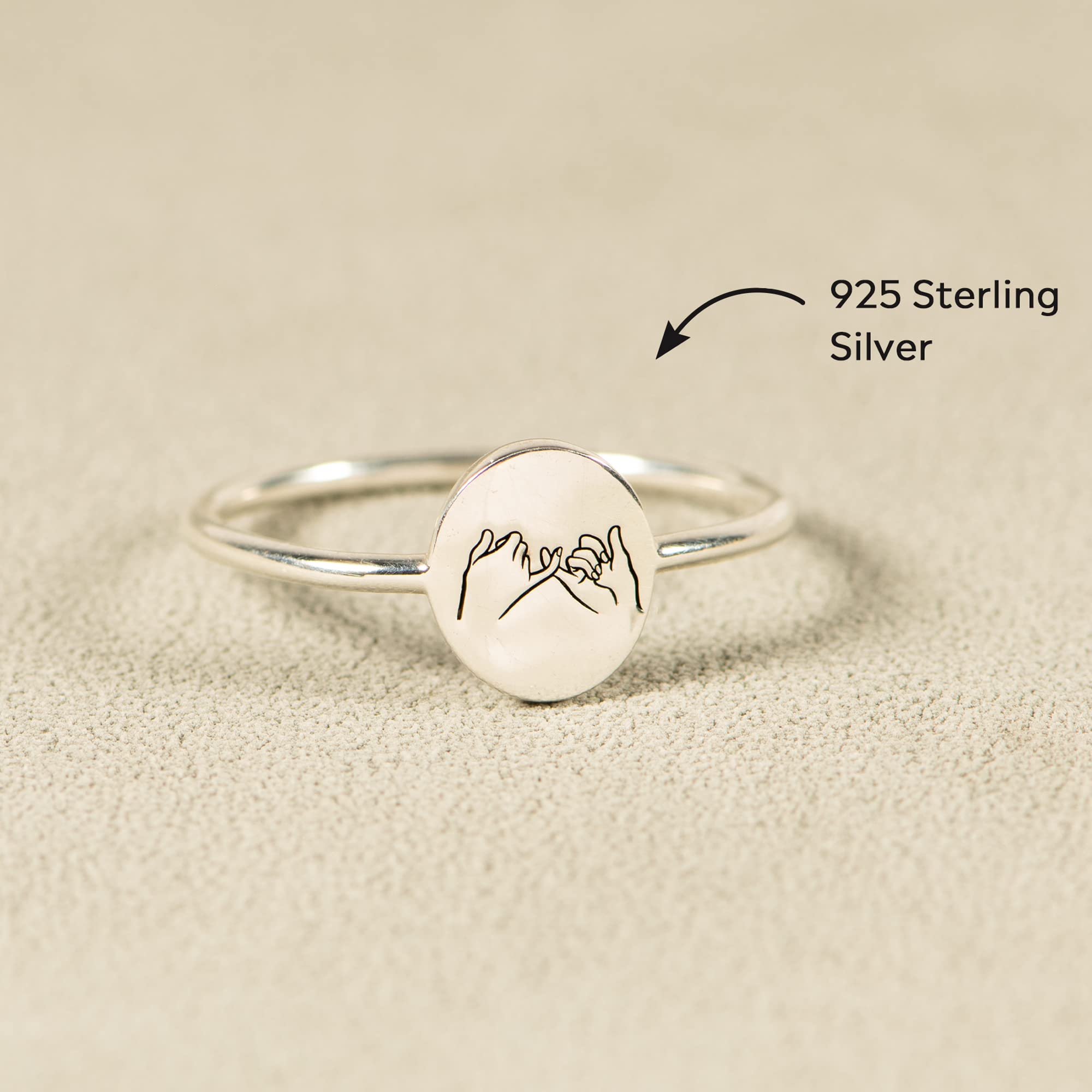 STORYJEWELLERY Pinky Promise Ring for Friends, 925 Sterling Silver Friendship Ring for Best Friends, Ride or Die Ring, BFF Statement Ring, Sisters Ring for Besties (silver 08)