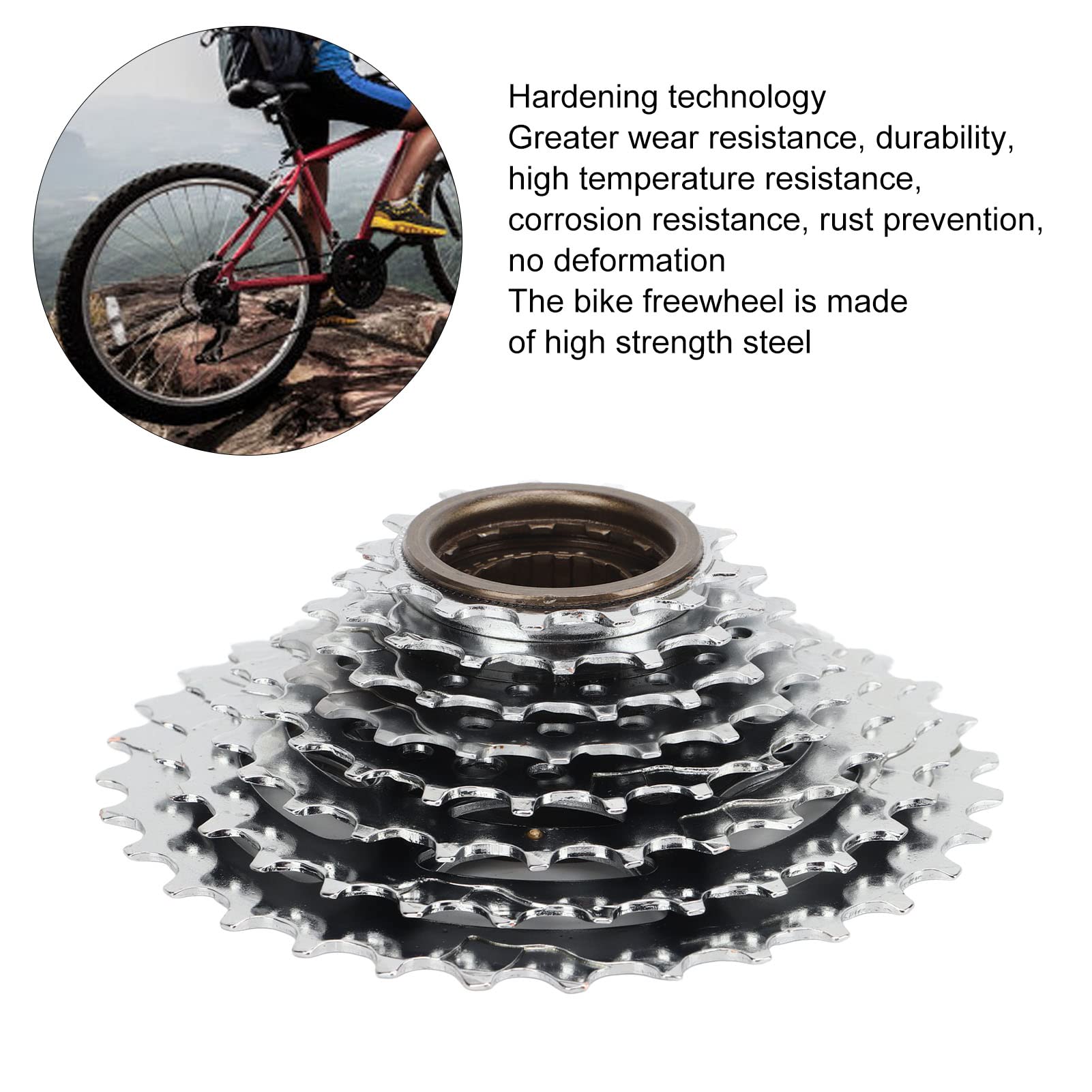 DAUERHAFT 8 Speed Rotary Freewheel, Strong Compatibility Corrosion Proof Rust Prevention 13‑32T Flywheel for Mountain Bike