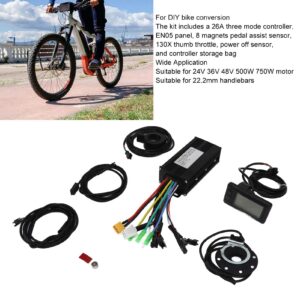 SPYMINNPOO Electric Controller Kit,Bike Conversion Kit 26A 3 Mode Controller EN05 Panel 8 Magnets Pedal Assist Sensor 130X Thumb Throttle Power Off Sensor for 500W 750W Motor