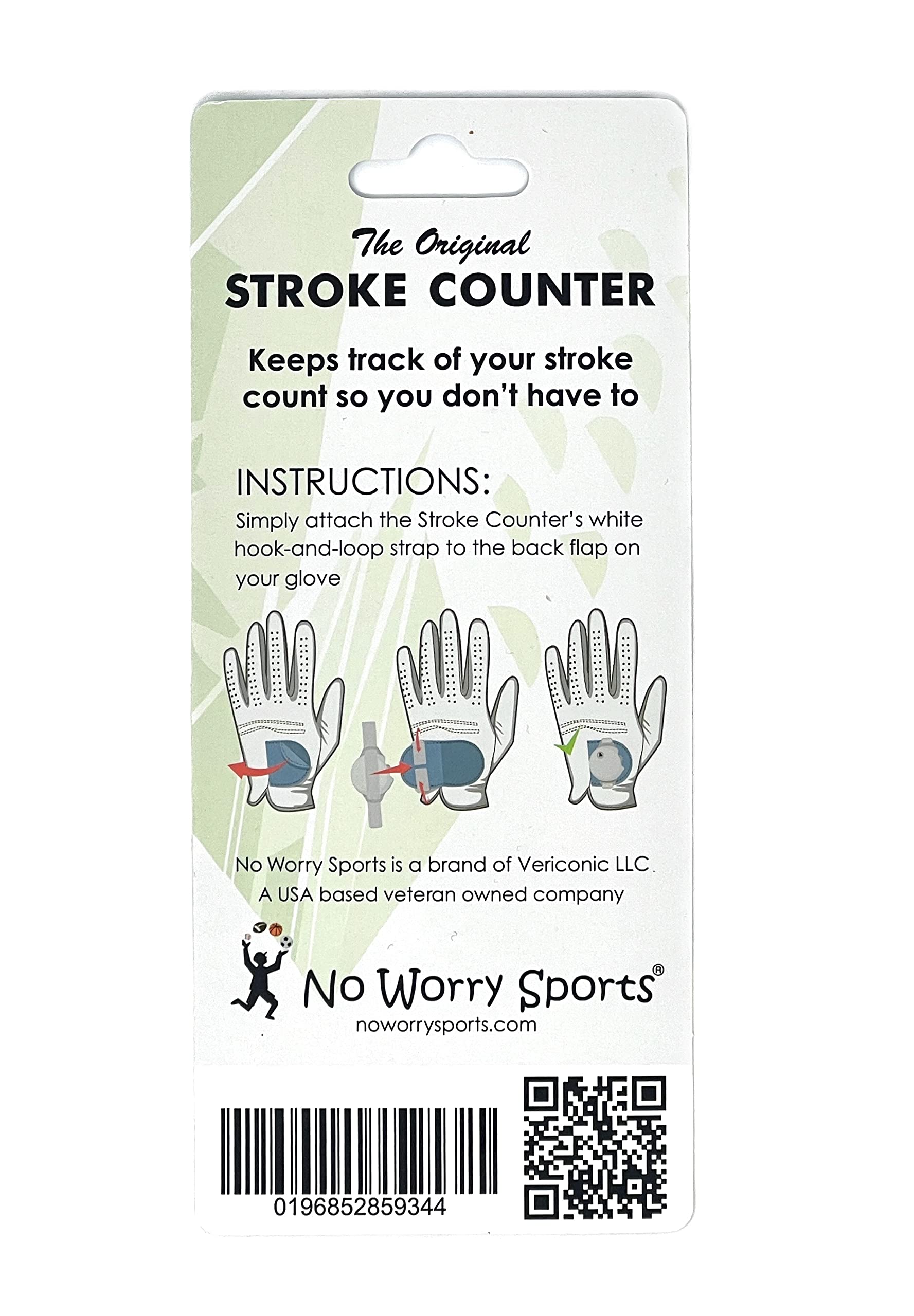 No Worry Sports Original Stroke Counter with Universal Golf Glove Fastener