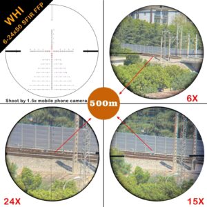 WestHunter Optics WHI 6-24x50 SFIR FFP Scope, First Focal Plane Red Green Illuminated Etched Glass Reticle, 30mm Tube Tactical Precision 1/10 MIL Scopes | Silver, Picatinny Kit B