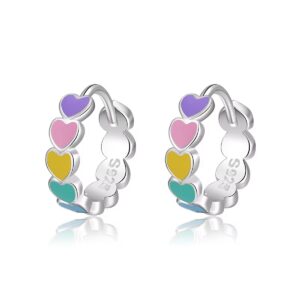 sluynz sterling silver rainbow heart hoop earrings for women color love hoop earrings huggie gay pride earrings (a-silver)