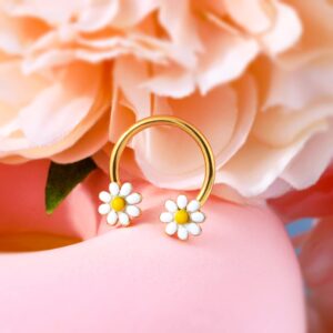 Melighting Septum Rings 16G Flower Septum Jewelry Surgical Steel 316L Daith Earrings Conch Piercing Jewelry Helix Earrings Tragus Jewelry for Women