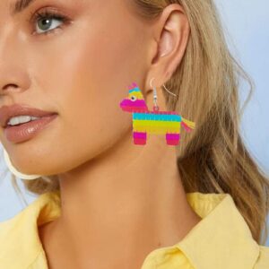 Ymimanchil Fiesta Earrings for Women Cinco De Mayo Earrings Acrylic Cinco De Mayo Party Earrings Fiesta Party Sombrero Dangle Earrings Mexican Holiday Gift