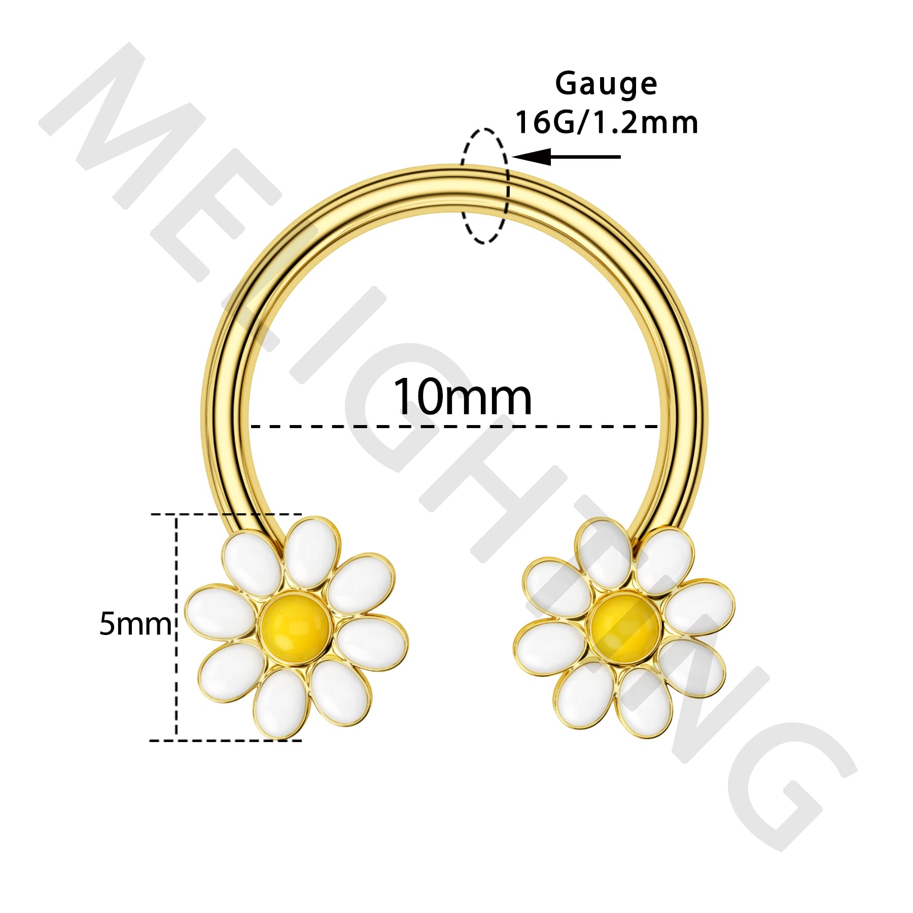 Melighting Septum Rings 16G Flower Septum Jewelry Surgical Steel 316L Daith Earrings Conch Piercing Jewelry Helix Earrings Tragus Jewelry for Women