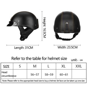 Motorcycle Half Helmet for Men Women, DOT Approved Retro Open Face Cruiser Ultralight Skull Cap Helmets, Chopper Scooter Cycling Street Bike City Riding Helmet with Visor Quick Release Buckle -C-L