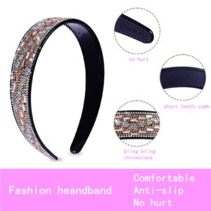 Cutewing 4PCS Fashion Rhinestone Headbands for Women Crystal Bling Headband Teeth Comb Hairbands Non Slip Hair Hoop Hair Accessories for Girls Ladies