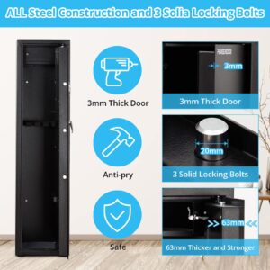 Towallmark Gun Safe for Rifle, Upgraded Quick Access 5-6 Gun Large Rifle Gun Security Cabinet for Rifle Shotgun Firearms with/without Optics with Pistol Lock Box, Removable Storage Shelf