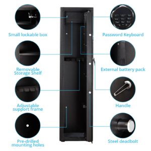 Towallmark Gun Safe for Rifle, Upgraded Quick Access 5-6 Gun Large Rifle Gun Security Cabinet for Rifle Shotgun Firearms with/without Optics with Pistol Lock Box, Removable Storage Shelf