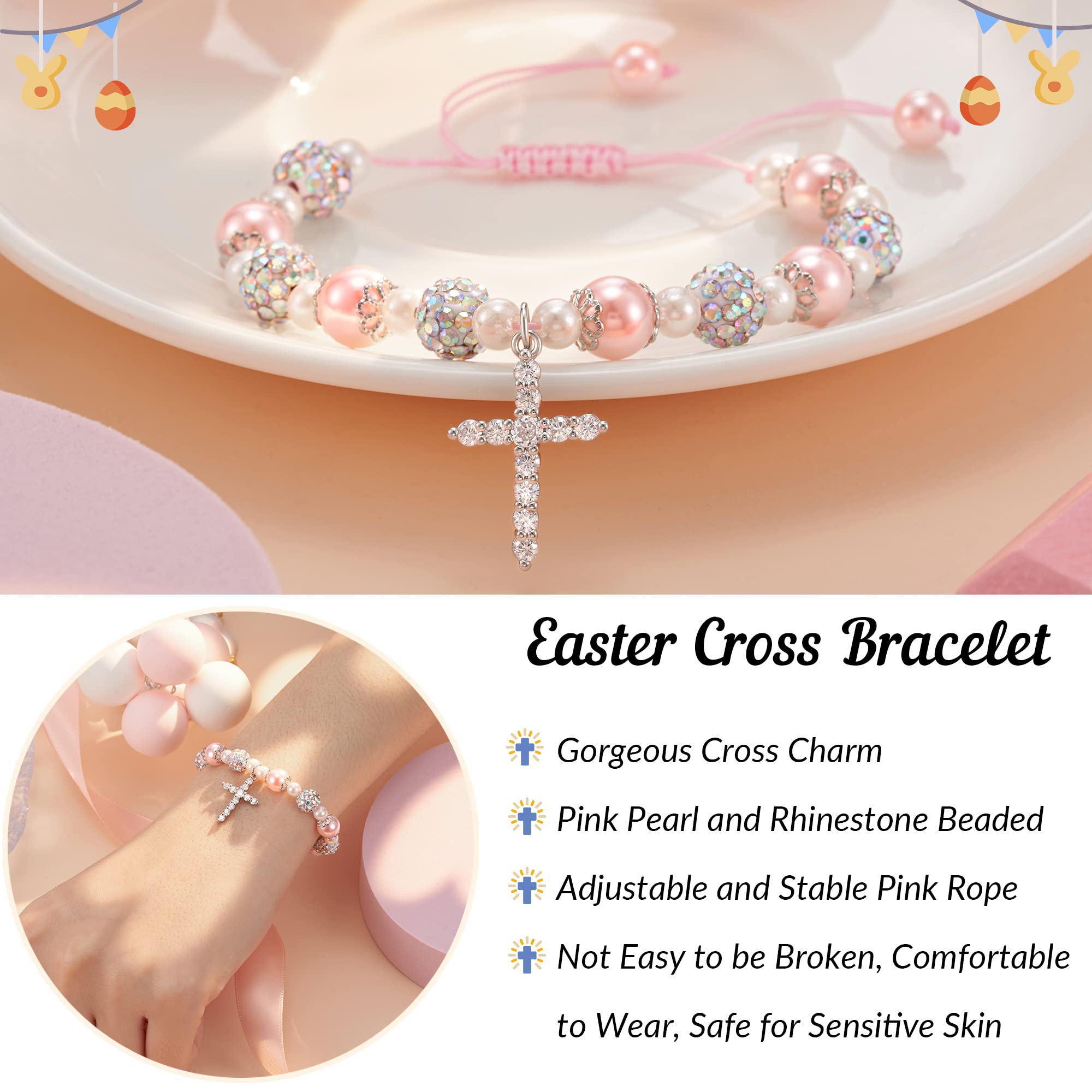 Dabem Easter Basket Stuffers, Easter Gifts, Christian Easter Basket Stuffers Gifts, Christian Religious Cross Bracelet