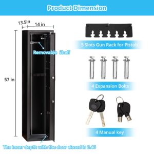 Towallmark Gun Safe for Rifle, Upgraded Quick Access 5-6 Gun Large Rifle Gun Security Cabinet for Rifle Shotgun Firearms with/without Optics with Pistol Lock Box, Removable Storage Shelf