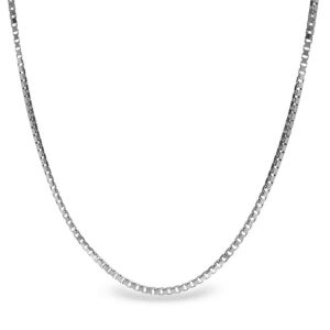 TRUFINE Sterling Silver Box Chain Necklace Thin, Dainty, 925 Sterling Silver Durable Sturdy gift 0.8mm &1mm Jewelry for Women Men Made in Italy (Length 24 Inch, 1mm)