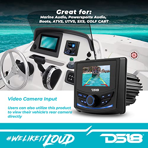 DS18 MRX150 Marine and Powersports Head Unit 3” Color Display, AM/FM/WB RDS Radio Receiver, Gorilla Glass, Waterproof IPx6 Rated, BT, USB, AUX - Great for Boats Audio, ATV, UTV, SXS & Golf Cart