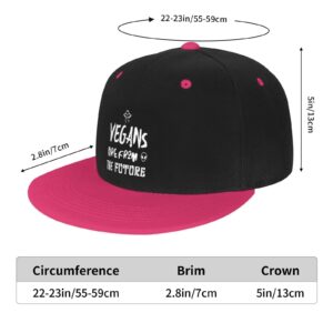 Adjustable Snapback Hat for Men Women, Vegan Vibes Unisex Hip Hop Baseball Cap Trucker Dad Hats Pink